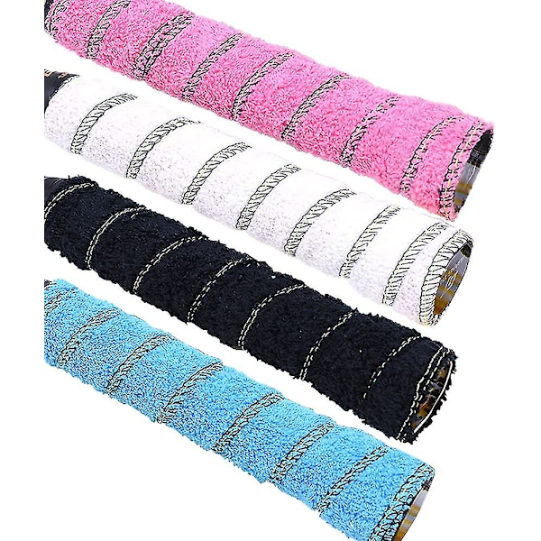 4 stk. Håndklæde Racket Overgrip, Superabsorberende Bomulds Håndklæde, Skridsikker Absorberende Sved Grip Tape, Håndtag Beskyttelse til Tennis Badminton Racketball