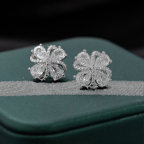 Koreanska Nya Glans Pärlformade Zirkon Blomster Stud Örhängen Kompatibla Med Kvinnors Charm Högkvalitativ Silverfärgad Örhängen Smycken Present Brincos