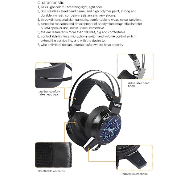 C13 Gaming Headset Trådbundet Dator Stereo Hörlurar Hörlurar med Mikrofon för Dator Hörlurar 3.5