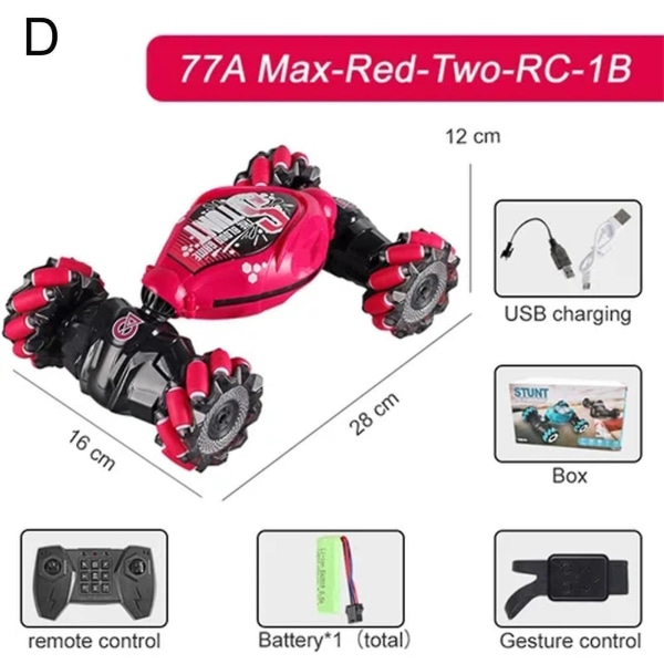 Rc Stunt bil Gest Sensor Twist Bil Drift Bilkörning Leksak Present (röd)