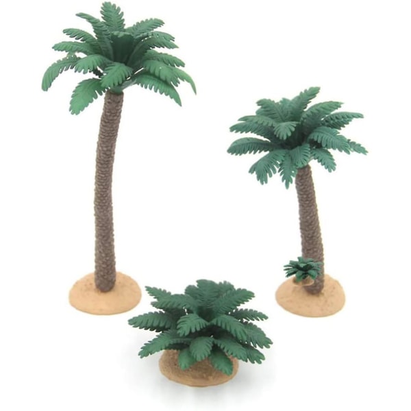 3 stk. Lille kokospalmetræ Model Grøn plastik Kunstig akvarieplanter Model Landskab Palmetræ Craft Statue