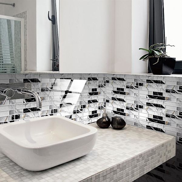 24 st självhäftande kakeldekaler vattentäta PVC väggdekaler självhäftande cementkakeldesign dekoration 20x10cm för kök badrum