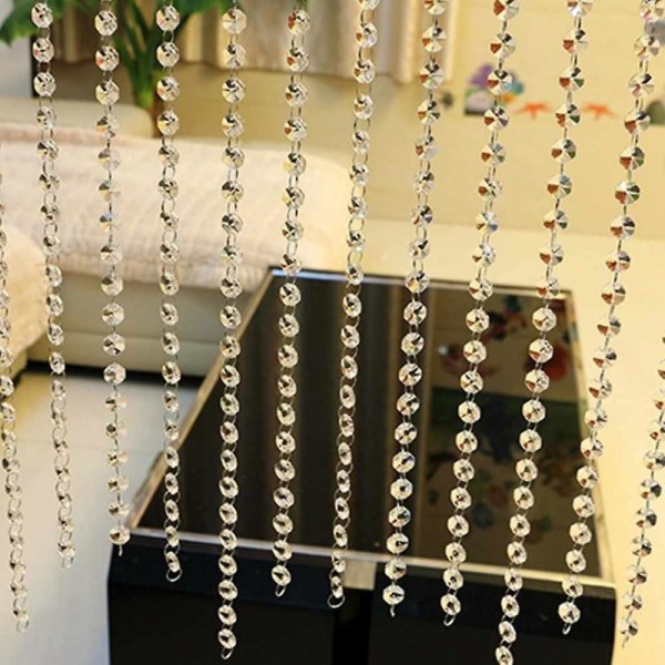 1m Hjem Dekorative Perler Delikat Kunstige Krystal Vinduer Veranda Skillevæg Gennemsigtig Gardindør