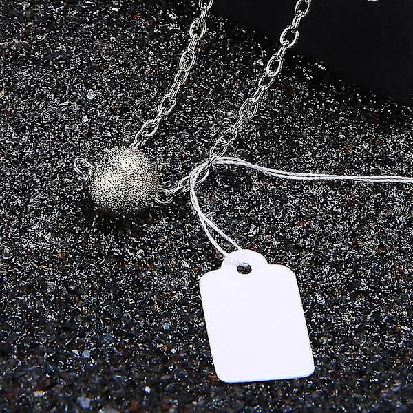 500 st prislappsetiketter med snöre, 25 mm x 15 mm, för smycken och kläder (vit)