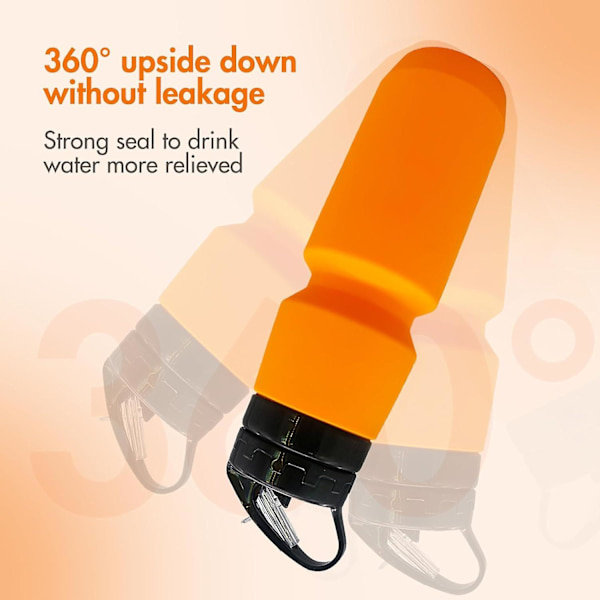 Hopfällbar vattenflaska, 750 ml/26OZ - BPA-fri mjuk vattenflaska, livsmedelsgodkänd silikon, hopfällbar vattenflaska (orange)
