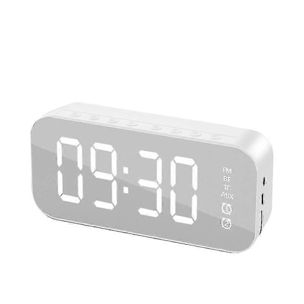 Bluetooth-högtalare, Multifunktionell LED Digital Väckarklocka (Vit)
