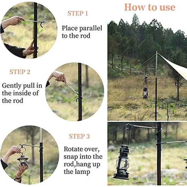 1 st krok för campinglyktor, tälthängande lampkrokar, trädgårdslykta hållare krokar
