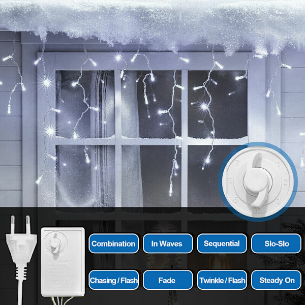 20m 200 LED Isregn Fe-ljus ljusslinga Jul ljusslinga Lampa ljusslinga Fest IP44 Utomhus Inomhus Kall vit - kall vit