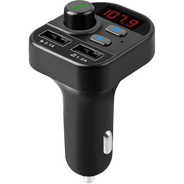 Bil Bluetooth FM-sender, mp3-afspiller trådløs, med dobbelte usb-porte, understøtter Tf-kort/usb-flashdrev