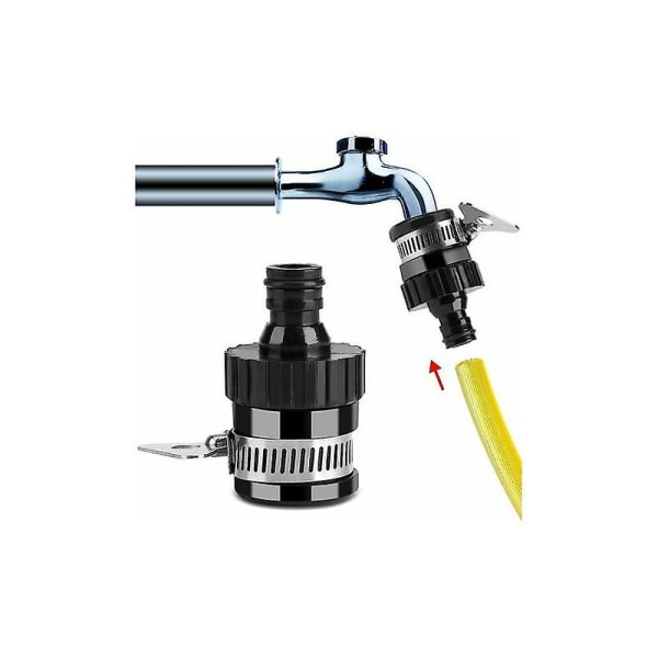 Universal kranadapter for hagekran og hageslange, hageslangekobling for blandebatteri svart