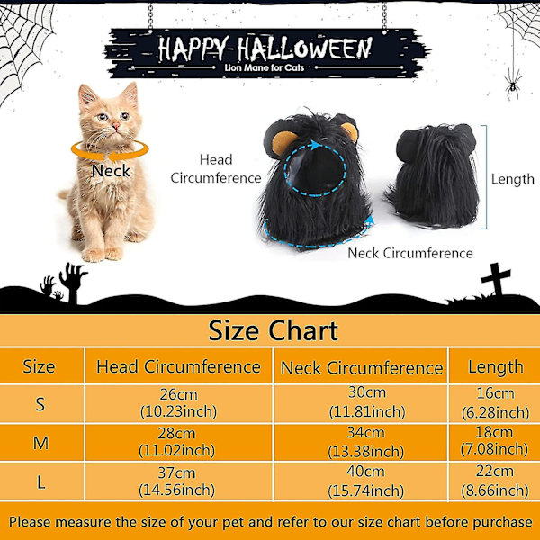 Løvemanke Parykk Kjæledyr Kostyme Hatt For Halloween Jul Kles Opp Dekorasjon For Kattunger Katter
