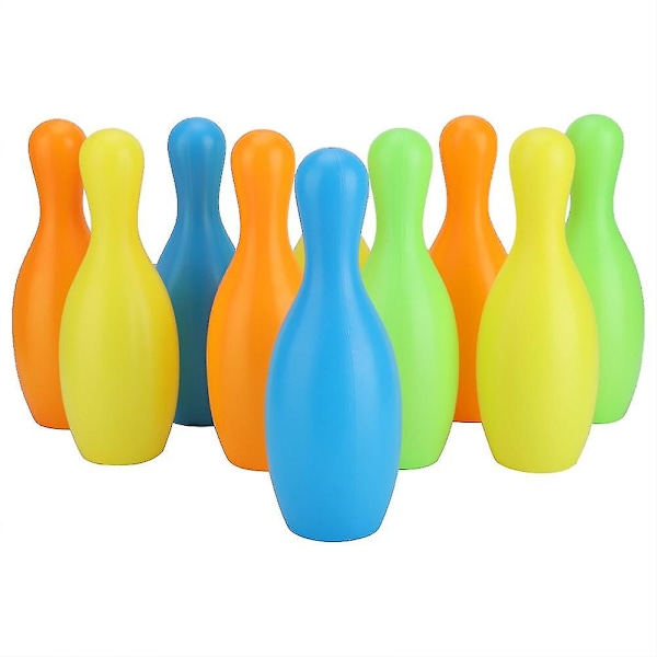 Färgglada bowlingklot leksak baby sport leksaker barn spel leksak set 10 stift & 2 bollar(17cm)