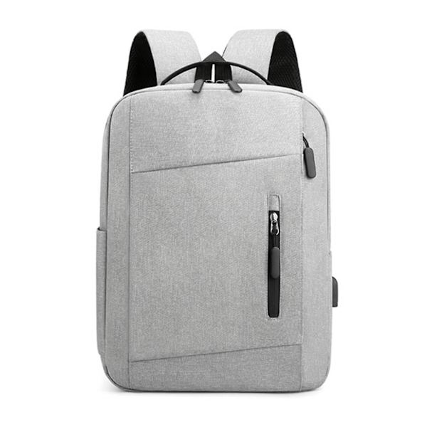 Mænd Rygsæk 15,6 Tommer USB Opladning Vandafvisende Laptop Computer Taske Casual Business (Grå)