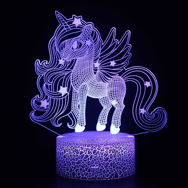 Enhörningsnattlampa för barn, 3D-lampa, för presenter, födelsedag, festival, sovrum