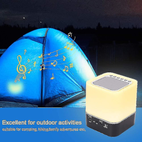 Nattlampa med Bluetooth-högtalare, 5-i-1 Touchlampa med färgbyte, RGB-dimmbar digital väckarklocka