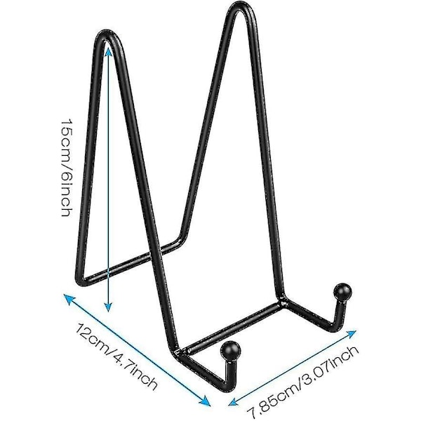 2 stk. Jernstativ i metall, 6 tommers utstillingsstativ, jernstativ for foto, bøker, dekorative tallerkener og kunst og håndverk