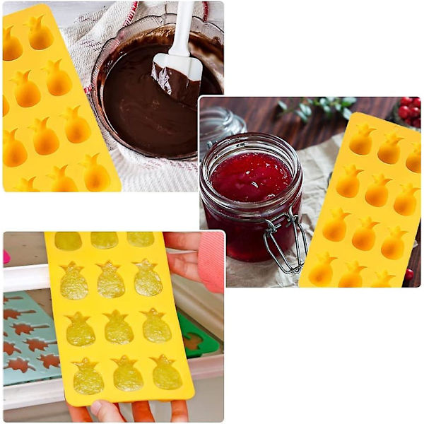 Isformet til is i ananasform - Genanvendelig silikoneisform til køkkenet - Til chokolade, slik, kager, fondant, isterninger og budding