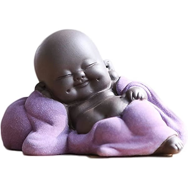 Qikuver Skrattande Maitreya Buddha, Keramik Buddha Staty, Dekorativ Teskulptur, Mini Sittande Lyckliga Buddha Prydnader, Heminredning Trädgårds Prydnader (P