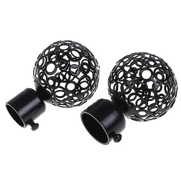 2:a 22mm 28mm Dia Draperi Gardiner Stång Järn Ändlock Finialer Svart 22mm