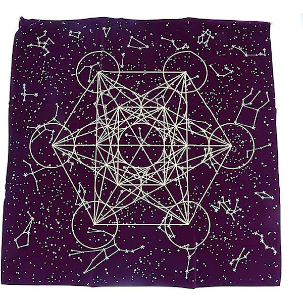 Fiolett fløyel Tarot duk med trykk - Hellig geometri - For Tarot-entusiaster - 60 x 60 cm