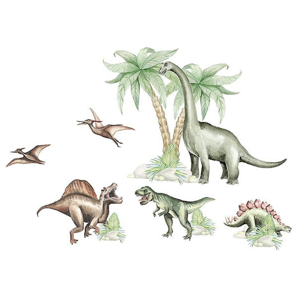 En uppsättning dinosaurie-väggdekaler väggdekorationsklistermärken för sovrum vardagsrum kontor