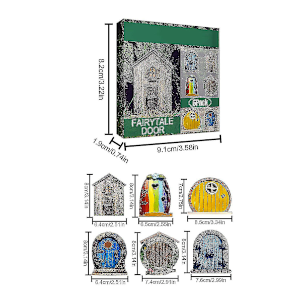 Julgransdekoration Fe-dörr Jul Hemträdgård Ornament 6 st/set Bedårande Present Flerfärgad Staty Trä Miniatyr (Brun)