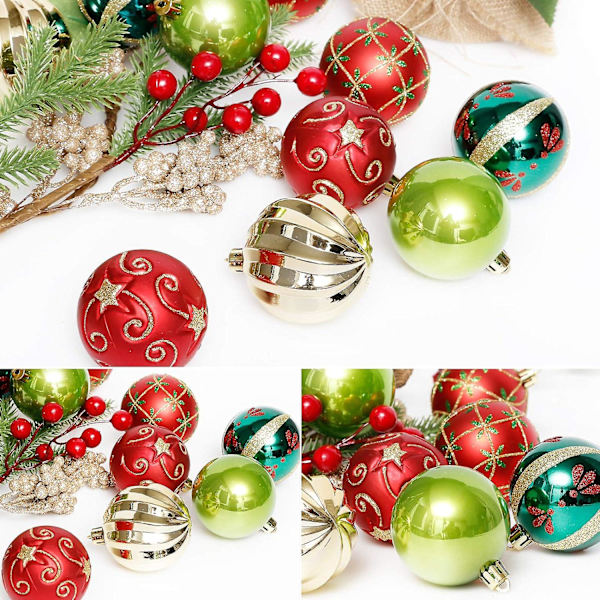 Julgranspynt, 30-pack Julgranskulor Dekorationssats 2,36 tum Röd Grön Och Guld Julgranskulor Oförstörbara Hängande Julgranspyntssats