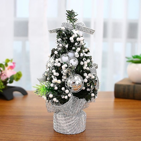 Julgran 20CM Mini Julgran Set Ornament Desktop Silver