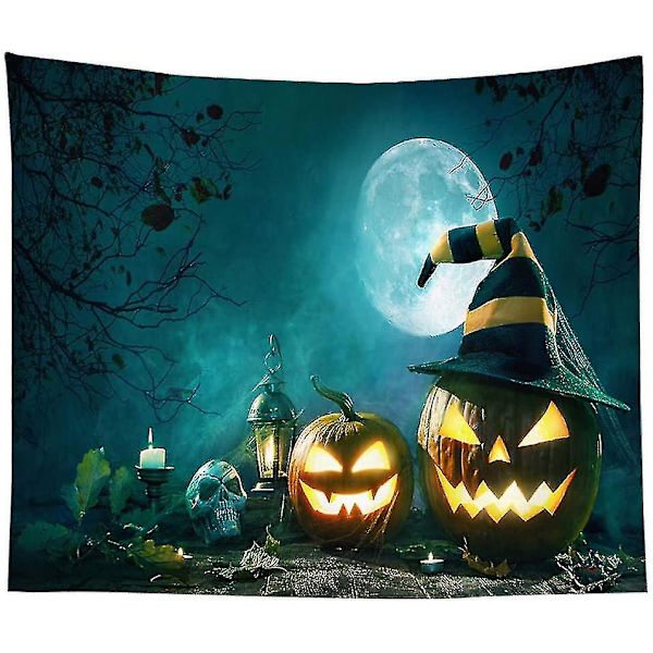 Tapestry-kurpitsapumppu Halloween-matto Koti Sisustus Yökuu Hippi Tapestry Seinävaate Katto Sisustus-12 150 * 150, Lyhyt Plussi