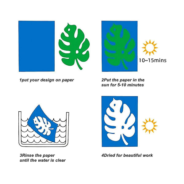 60 st Cyanotype papper A5 soltryck konstkit Högkänsligt solpapper Soltryck papper Ritkonst