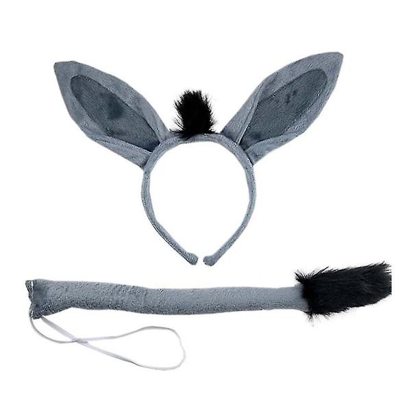 6 stk Festival Party Håret Æsel Pandebånd Hårbøjle Næse Hale Slips Handsker Sæt Halloween Jul Kostume Cosplay Hovedbeklædning Dekoration