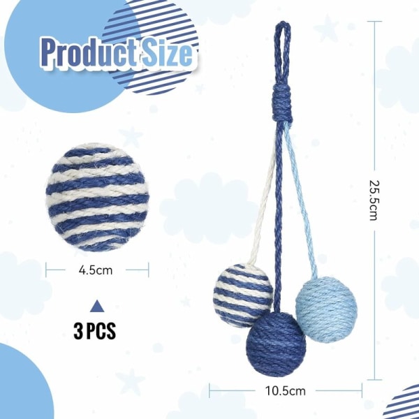 Katt leksak boll inomhus sisal boll för katt med sisal rep, katt klösboll ringande - Blå