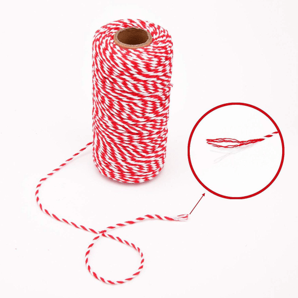 Garnet bomullssnor for julegaveinnpakning, kunsthåndverk, totalt 656 fot (2 stk, flerfarget)