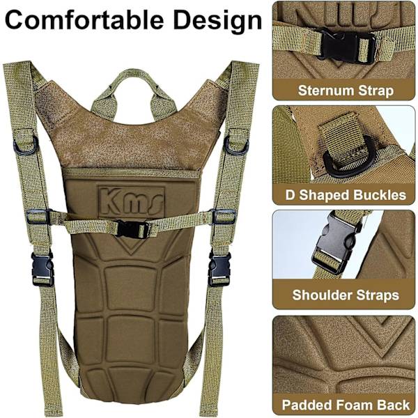 Lättviktsryggsäck för vätska med 3L vattenbehållare, unisex löpning ryggsäck för mountainbike cykling vandring, khaki