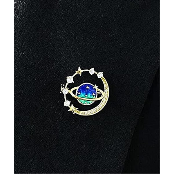 Planet Brosche Rhinestone Planet Brosche Badge Farverig Krave Pin Cirkulær Reversnål Anti-Glare Emalljenål