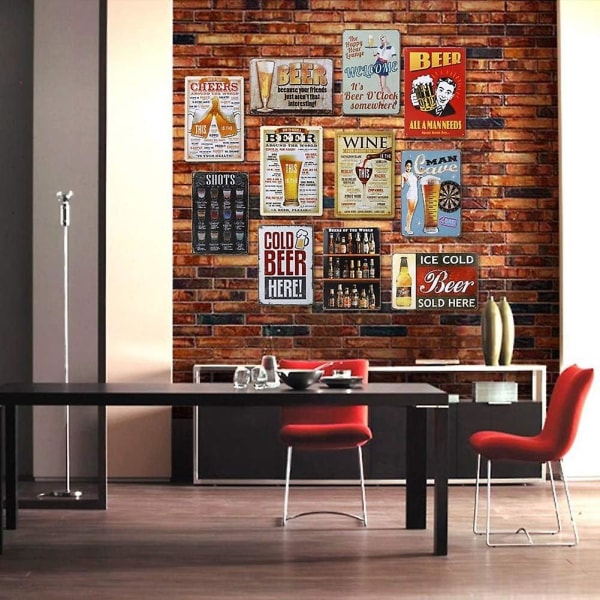 stor 20 X 30 cm farverig vintage blikskilt Metalplakatvæg dekorativ plakette til bar, restaurant, pub, ølserie (velkommen)