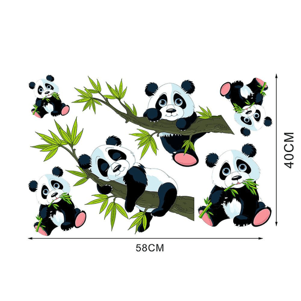 Selvklebende klistremerker for barn - Glad panda på gren selvklebende klistremerke - Veggdekorasjon til barnerom - 40 x 58 cm
