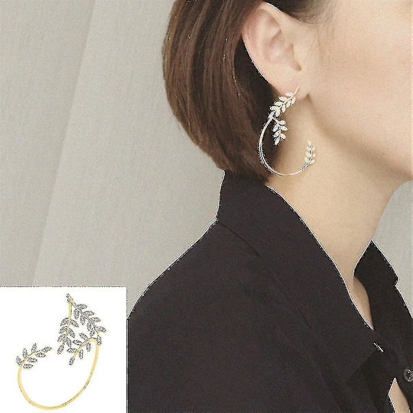 Blad Wrap Øreringe Hypoallergeniske Delikate Crawler Cuff Stud Guld Kvinder Gave