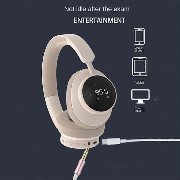 Trådlösa Hörlurar med Mikrofon, Vikbara Over-Ear Bluetooth 5.3 Hörlurar Stöd TF-kort FM-Radio Svart