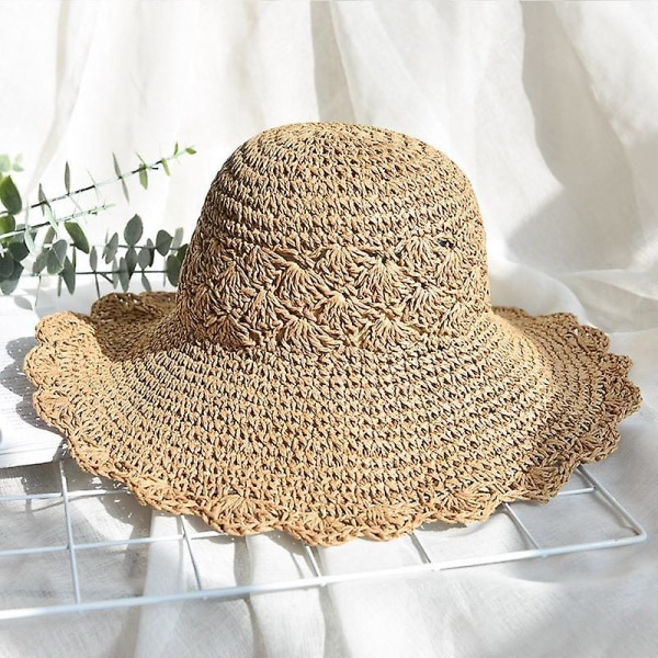 Women's Summer Straw Hat with Flower Packable Sun Visor Girls Hats