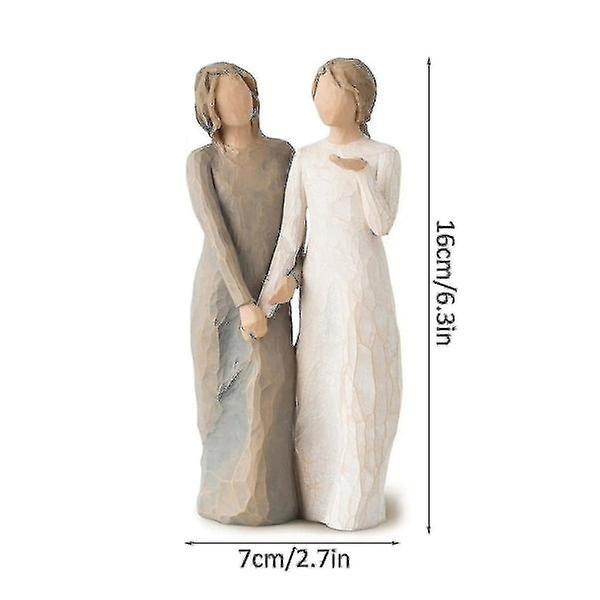Resinfigur Två Systrar Skulptur Handmålade Figurer