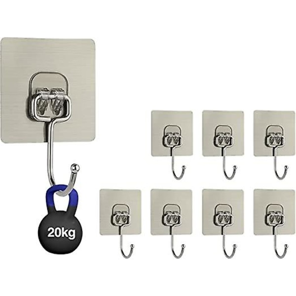 8 st transparenta självhäftande krokar 44lb/20kg(max) vägg självhäftande krok självhäftande transparenta självhäftande krokar för vägg hängande badrum kök tak dörr vägg