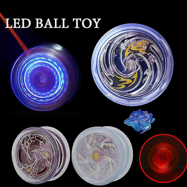 Färgglad barnmagisk LED-jojo leksak automatisk yoyoball återhämtning blinkande leksaker med roterande rep（Vit)