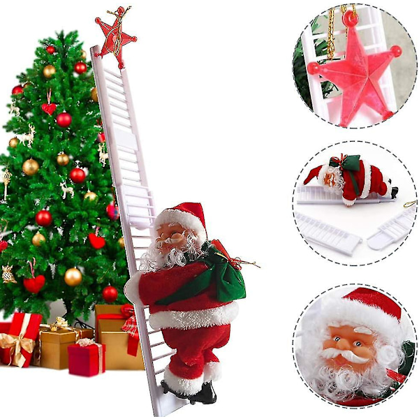 Elektrisk Klättrande Stege Tomte Julfigur Ornament