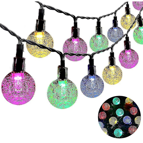 50 Led Solar Fairy Lights - Värikkäät Ulkokristalli-pallovalot Puutarhaan, Terassille, Halloween-juhliin