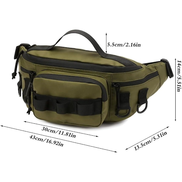 Fiskeutstyr Fanny Pack, Vanntett Fiskeverktøy Midjebelte for Fiske Fotturer Løping, Grønn