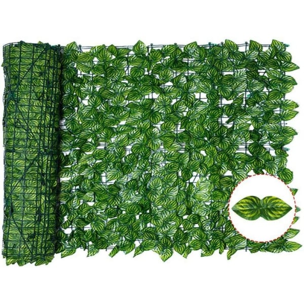 Konstgjord murgrönastaket för integritet - konstgjorda häckar och konstgjorda murgrönalöv - trädgårdsdekoration utomhus, vattenmelonblad, 0,5 x 1 m,