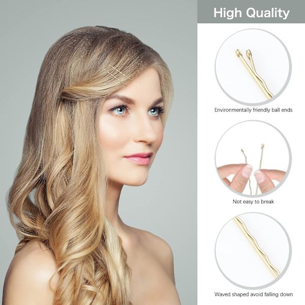 150 st Bobby Pins, Hårklämmor Hårklämmor för Kvinnor Hårstylingnålar med Förvaringslåda,Blond