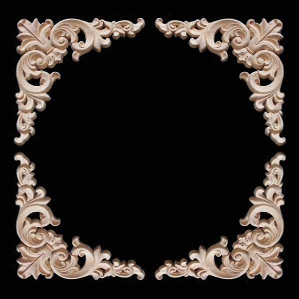 Träornament för möbler 4 st träornament ornament för möbler träskärning applikation ornament trä möbler väggdekor trä, 12 * 12