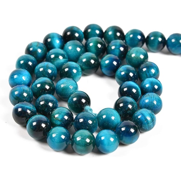 Naturlig ædelsten rund afstandsstykke løse perler til smykkefremstilling 15,5" 1 streng 6 mm (akvamarin tigerøje, 6 mm 63 perler)